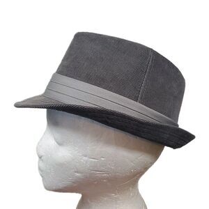 L.e.i. One Size Gray Cotton Corduroy Fabric Band Fedora Hat